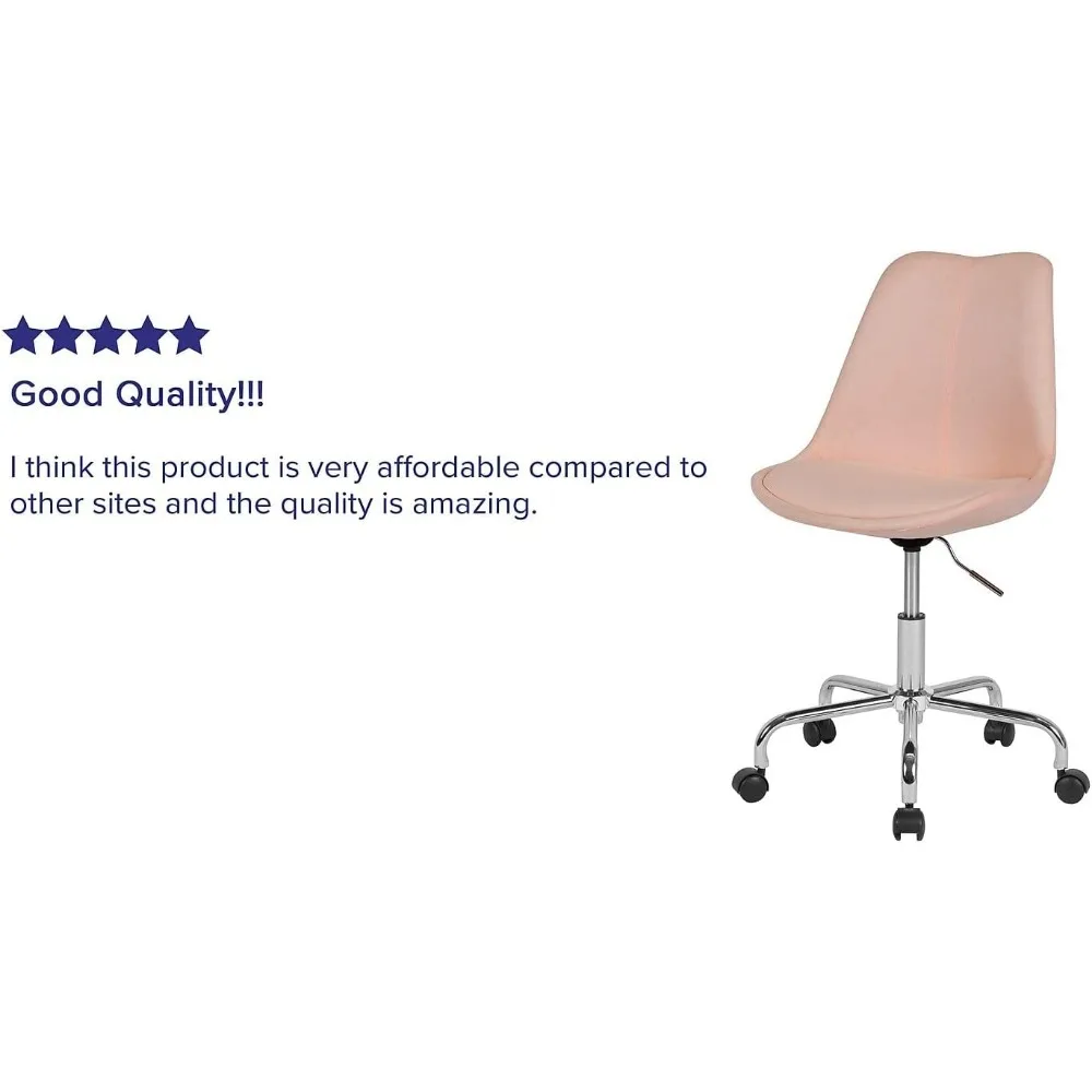 كرسي مكتب مهام من القماش الوردي متوسط الظهر من سلسلة Flash Furniture Aurora مع رفع هوائي وقاعدة من الكروم