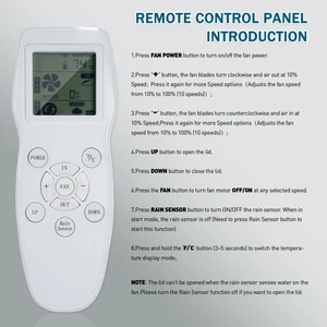 10/3 Velocidade Ventilador RV Chuva Sensor Controle Remoto Caravan RV Telhado Clarabóia Motorhomes Vents 12V Camper Veículo Elétrico RV Ventiladores 10 principais vendas móveis para autocaravanas - №7