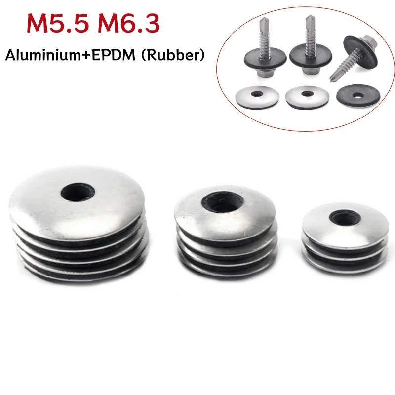 Aluminium EPDM Rubber Waterproof Dustproof Compound Washers M5.5 M6.3 Anti-loose Gaskets Drill Tail Screw Roofing Washers