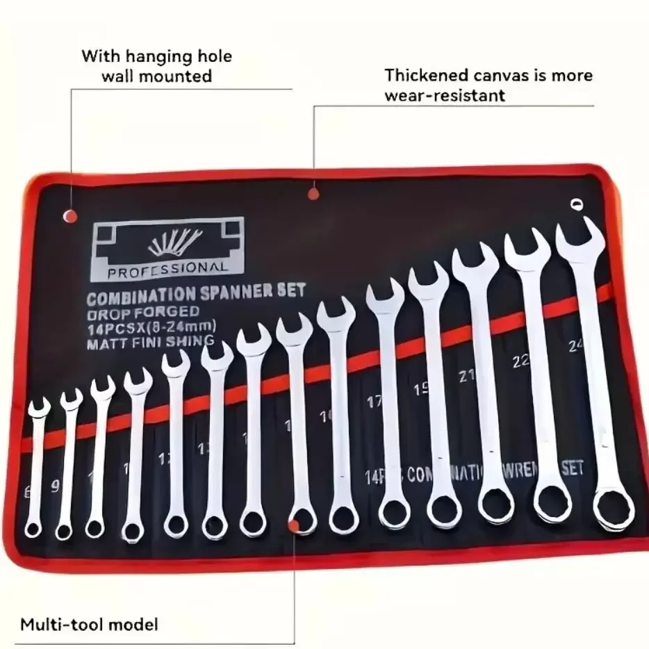 Werkzeugtasche mit 14 Fächern, Schraubenschlüssel-Organizer, robuste, tragbare Aufbewahrungstasche mit Griff für Garage und Werkstatt. – Detail 2