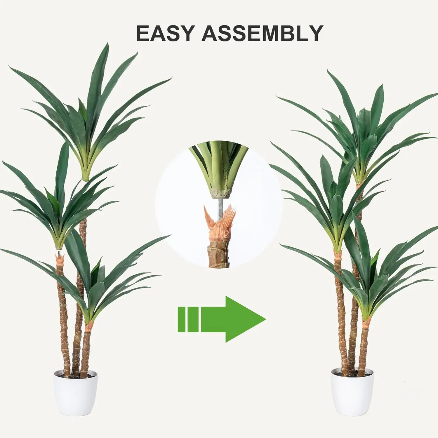 شجرة الصبار الصناعية بطول 4.7 قدم - نبات صناعي مع 3 رؤوس في وعاء بلاستيكي للديكور الداخلي/الخارجي وهدية الانتقال لمنزل جديد