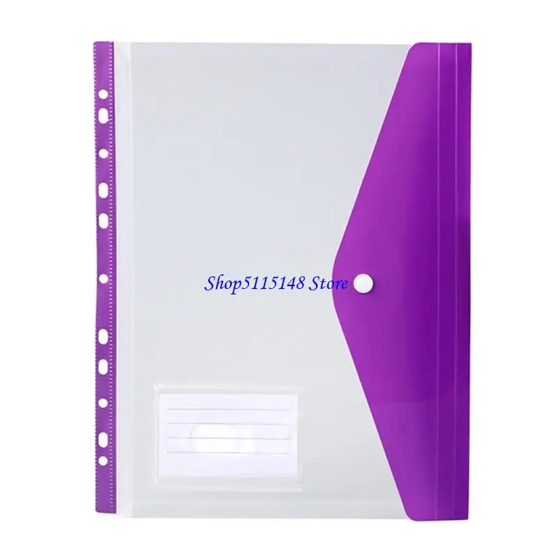 

F3MA 6Pcs Punched Pockets Button Closure File Envelope Document Wallet with 11 Holes