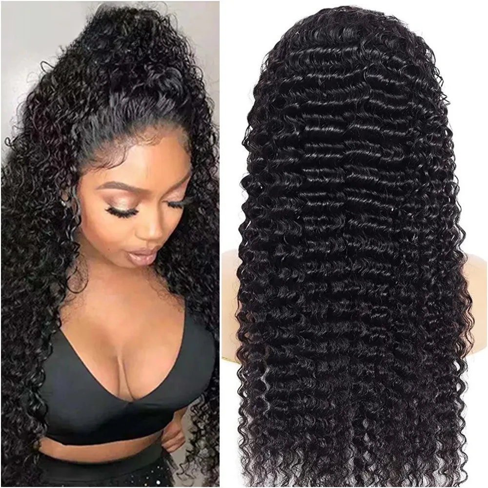 

200% Density 34 38 Inch 13x6 Hd Lace Deep Wave Front 100% Curly Human Hair Wigs 5x5 Lace Frontal Wig for Black Women Pre Plucked