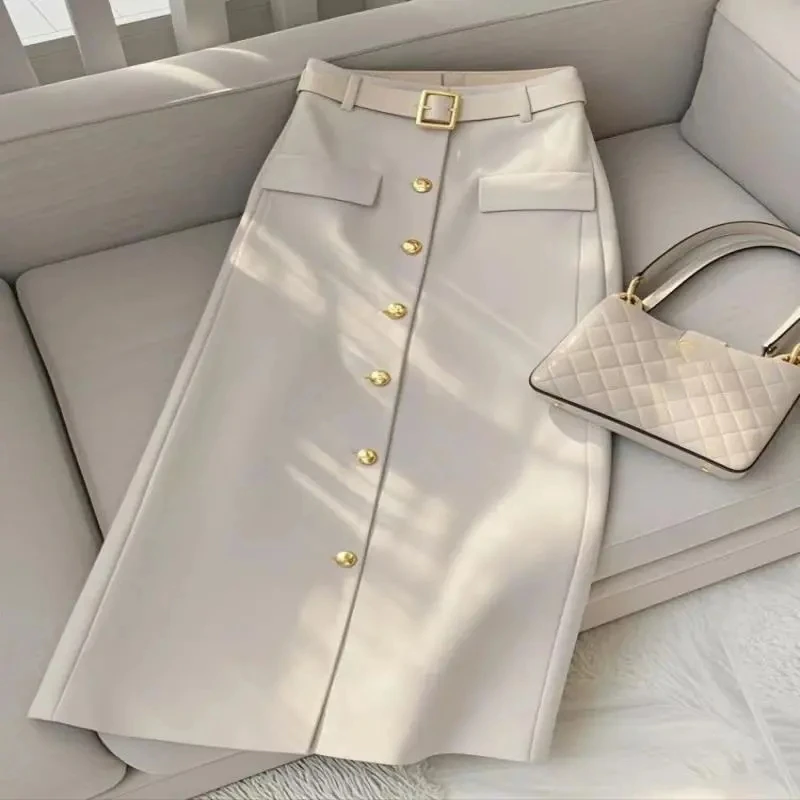 

Ladies' New Skirts Spring And Summer Spring Clothes New Fashion Temperament High Waist Slim Mid-Length Temperament A-Line Skirt