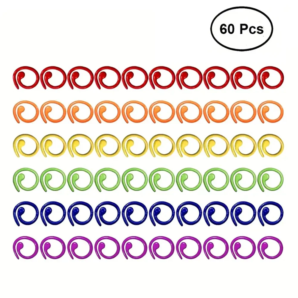 60pcs Metal Dye Knitting Marks Rainbow Color Ring Shape Concept Shape Crochet Stitch Sewing That Can Be Collected With Magnets