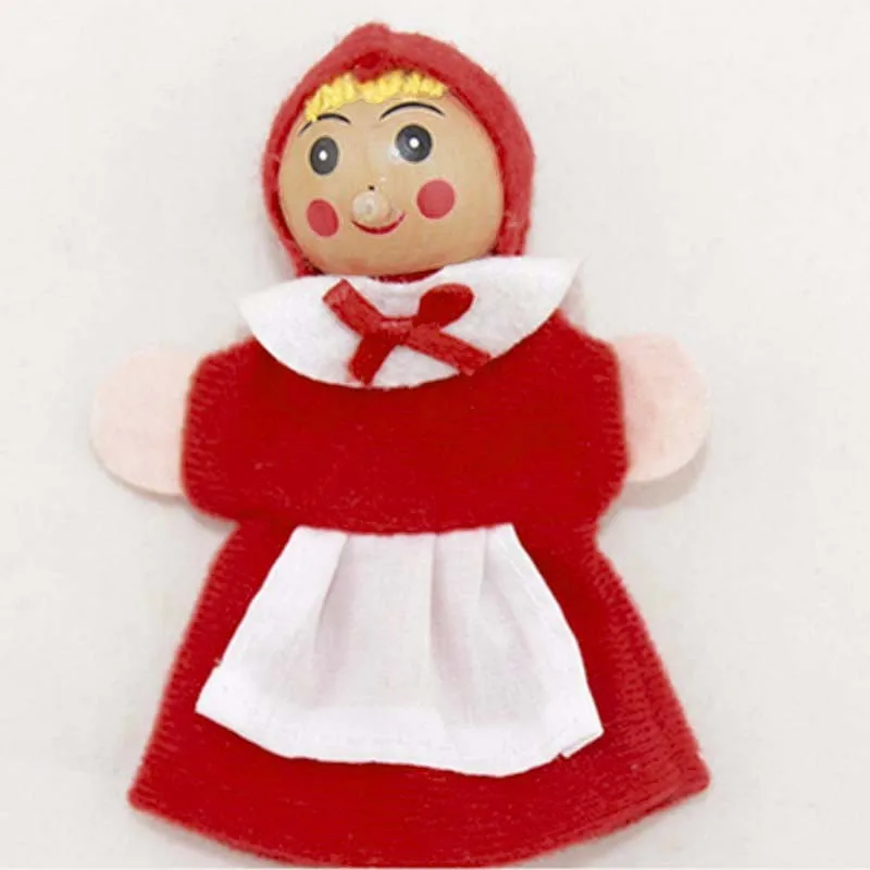 4 Uds Caperucita Roja marionetas de dedo historia mano juguete educativo DIY dibujos animados teatro juego de rol dedo divertido regalos de fiesta