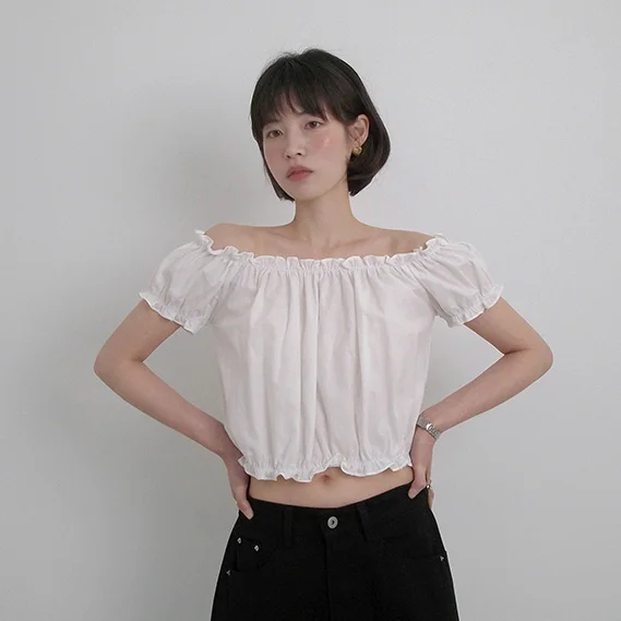 

Милый и стильный женский топ на одно плечо с коротким рукавом, летний, повседневный, простой, элегантный, с деревянными элементами