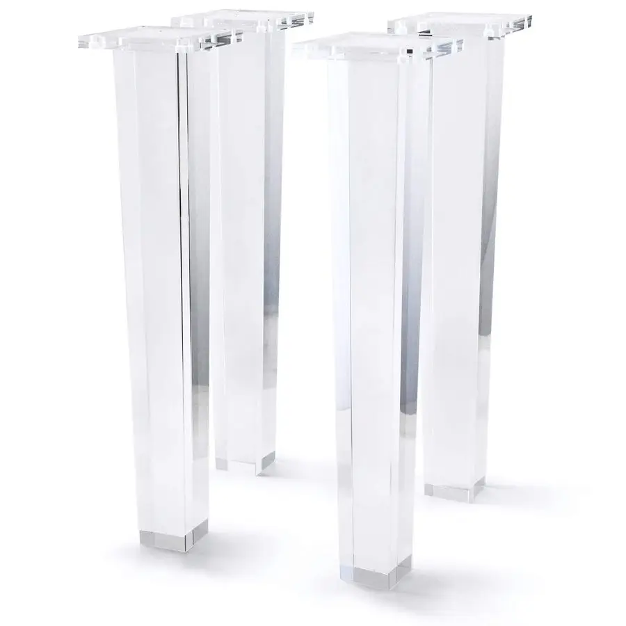 

16 Inch Acrylic Furniture Legs Set of 4,Coffee Table,Desk,Bench Replacement Leg Home DIY Projects Modern Clear Decor Square Leg