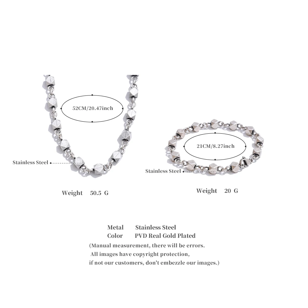 Yhpup الرجال الفولاذ المقاوم للصدأ اليدوية سلسلة بيان قلادة سوار خمر موضة فضية اللون سحر مقاوم للماء مجوهرات هدية #6