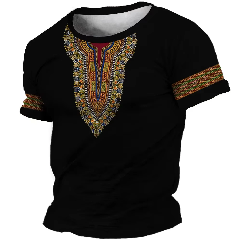 

Newest Summer Mens Clothing 3D Printed African Ethnic Tradition Stripe Men Oversized Short Sleeve TShirt Men's Retro T-shirts