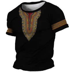 Newest Summer Mens Clothing 3D Printed African Ethnic Tradition Stripe Men Oversized Short Sleeve TShirt Men's Retro T-shirts