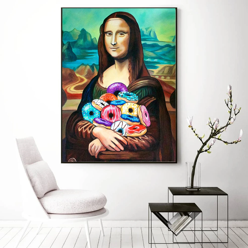 

Graffiti Mona Lisa Led Lines Funny Toilet Posters Wall Art Pictures Decorative Print Canvas Paintings For Living Room Home Decor