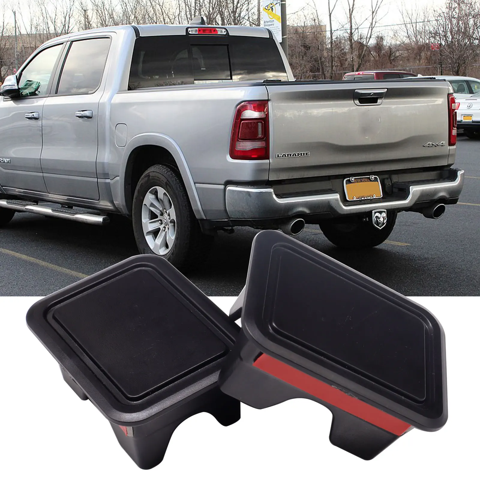 2pcs Car Trunk Rear Bed Rail Stake Pocket Covers Hole Plugs Caps Accessories for Dodge Ram 1500 2500 3500 2019-2023 Protective