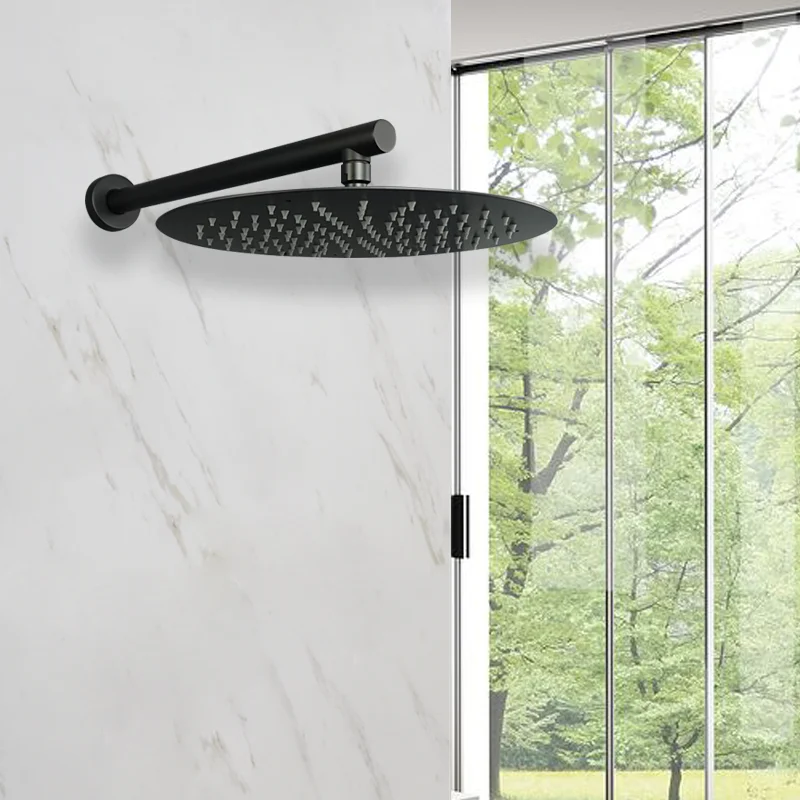 Brushed Gold Black Chrome Grey Overhead Shower Head Shower Arm Big Round Stainless Steel 8/10/12 Inch Rain Shower Indoor Outdoor