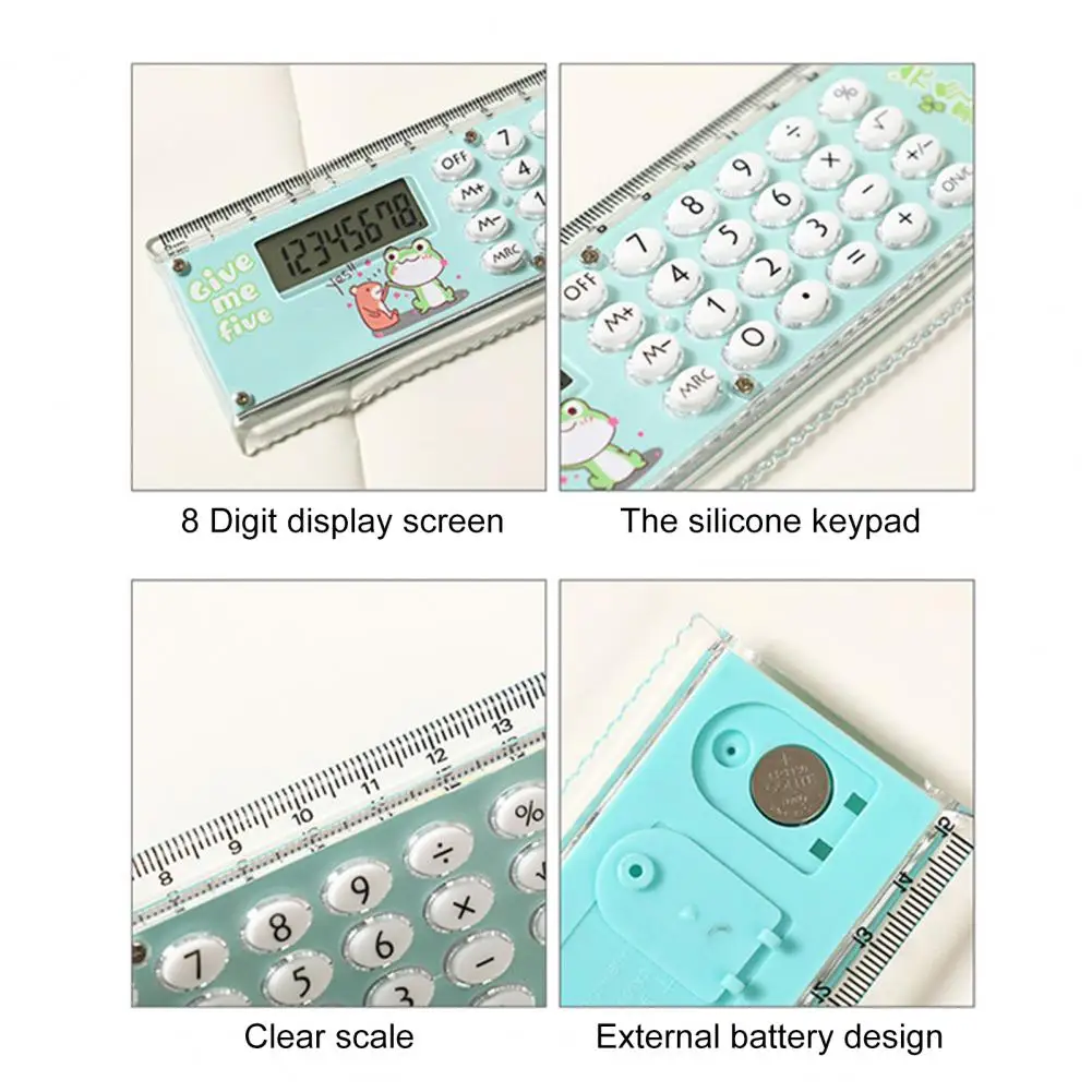 Ruler Calculator 2 in 1 15cm Scale 8 Digits Portable Battery Operated LCD Display Student Calculator Office