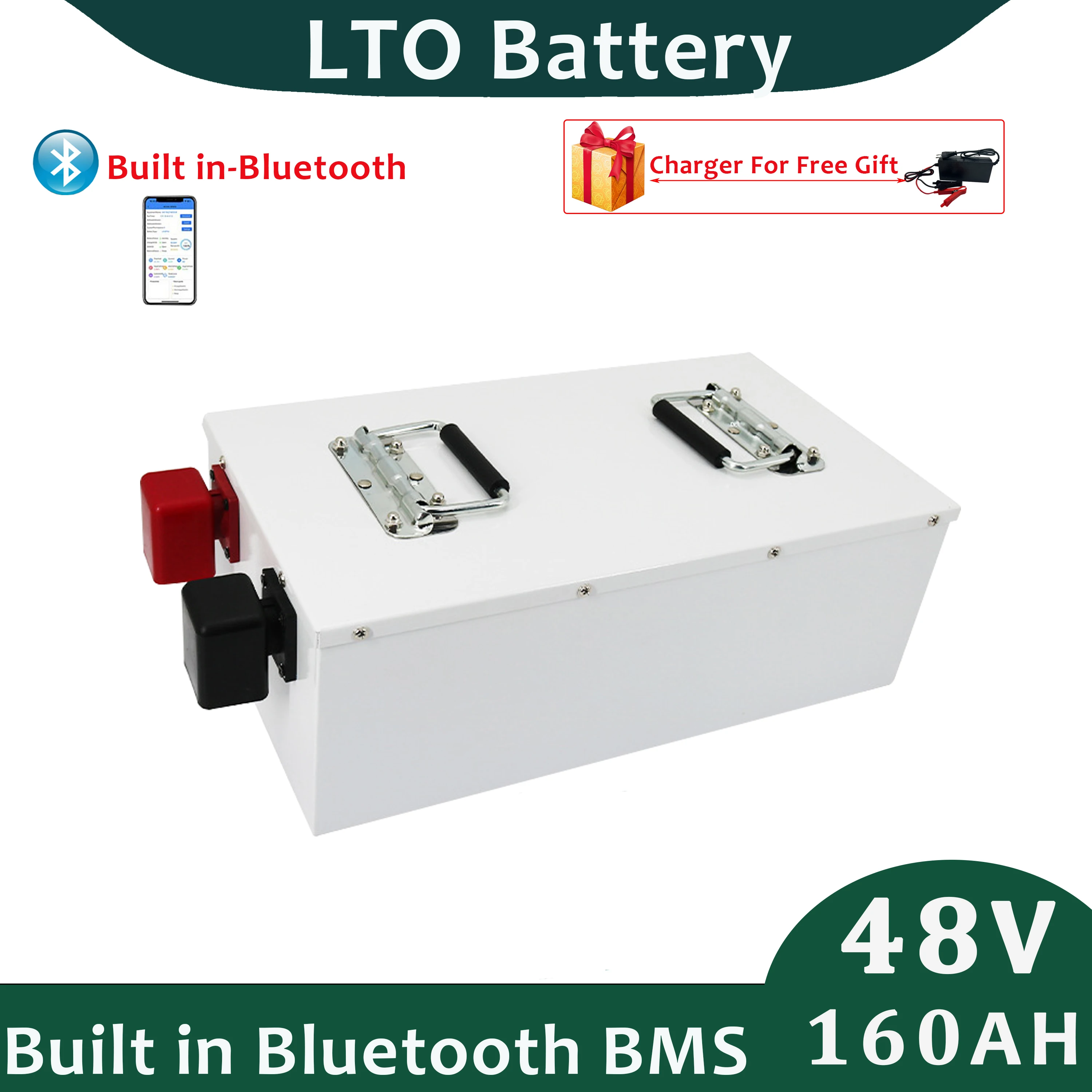 Built in BMS with Bluetooth 48v 160Ah Lithium Titanate Battery Pack LTO for Solar Storage System