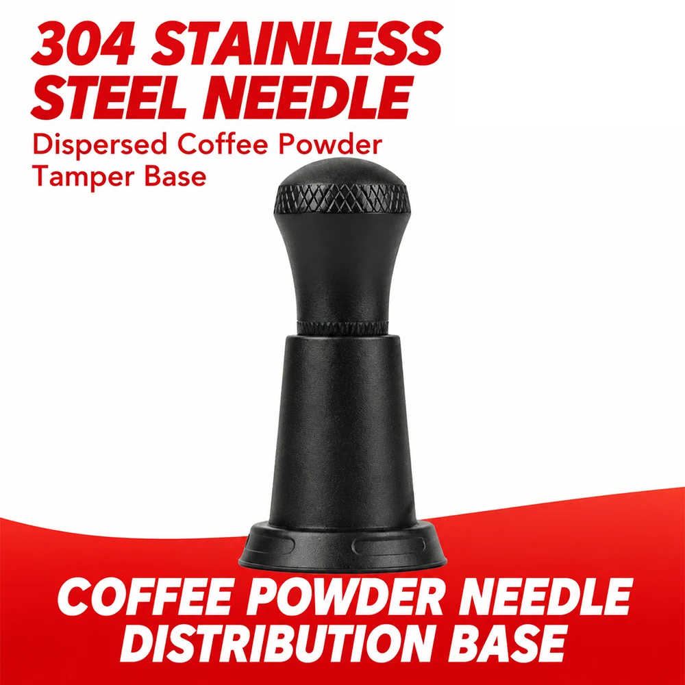 Espresso Distribution Tool Aluminum Coffee Stirrer with 0.3mm Stainless Steel 10 Needles & Stand Coffee Distributor for Barista