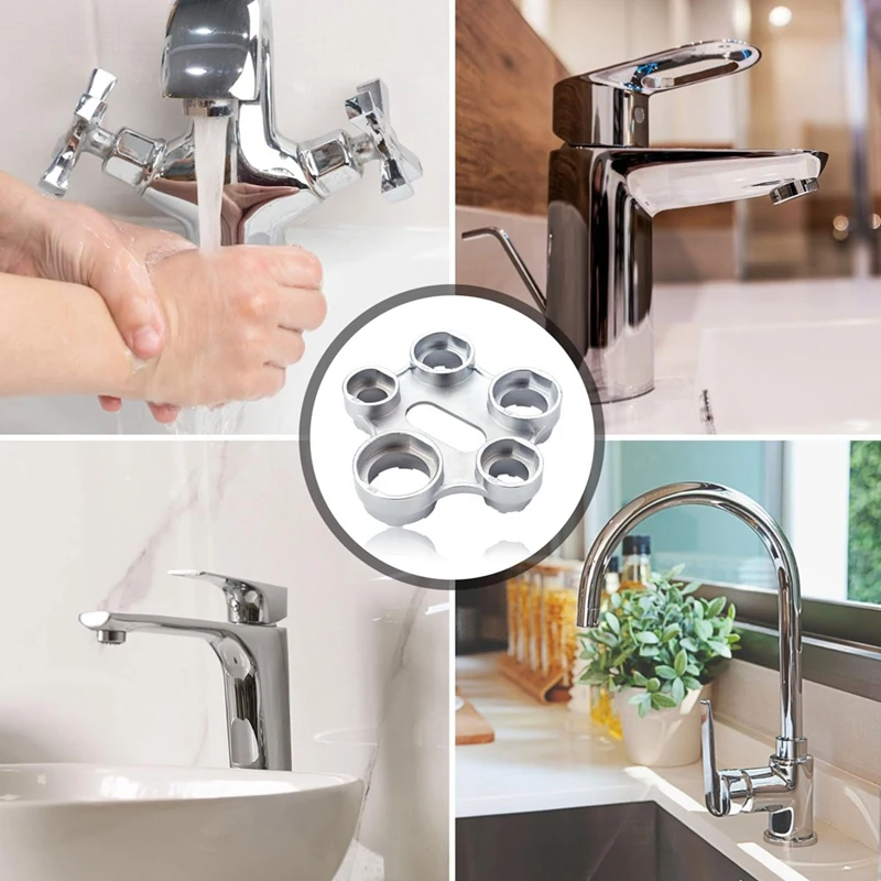 ABSU 10-in-1-Werkzeug zum Entfernen des Wasserhahnbelüfter, angepasst an den Plug-in-Luftspruderschlüssel mit Außengewinde, Metallbelüfter-Schraubenschlüssel