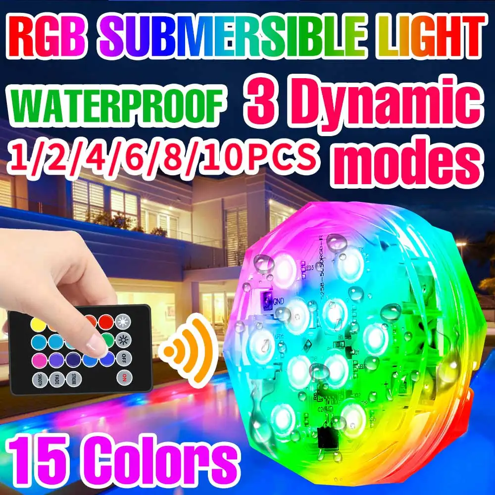 

10PCS Swimming Pool Lamp Underwater Submersible Light Battery Operated Garden Pond Wedding Party Vase Bowl Decoration Nightlight