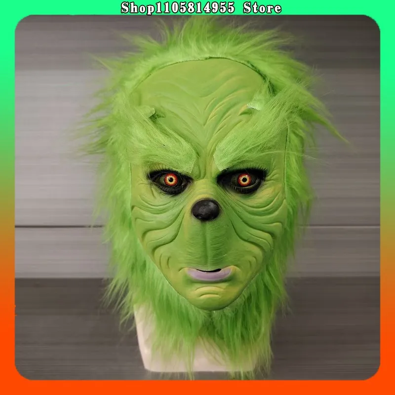 Neue Halloween-Grüne-Monster-Latexmaske, kreatives, lustiges, gruseliges Cosplay-Kostüm, Kopfbedeckung, Requisiten für Streiche und NPC-Partys