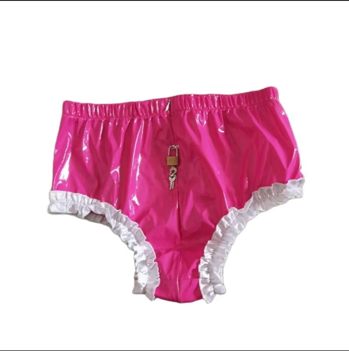 Chastity Belt Panty Women's Wet Appearance PVC Satin Panty Artificial Leather Panty Sexy Crotch Panty Sexy Belt Lock - view 3