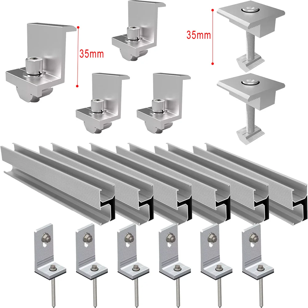 Imagem -04 - Painel Solar Kit de Montagem Painel Solar End Clamp 200 mm 56 mm 30 mm Trilho pv Perfil Alu Trilho de Montagem Telhado de Metal