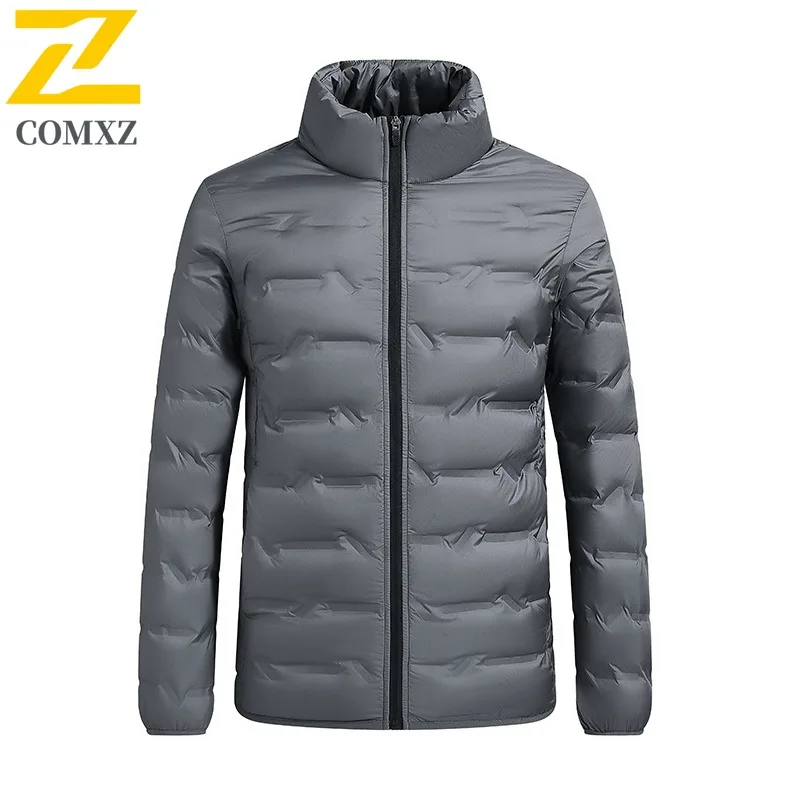 COMXZ Winter Jacket Graphene Heating Thickened Windproof Stand Collar Travel Padding Coat Street Warm Puffer Jacket Men Clothing