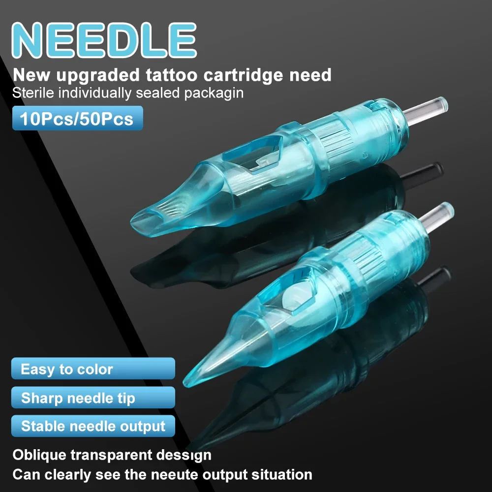 10Pcs Tattoo Cartridge Needles RS RL RM M1 Makeup Permanent Safety Cartridges Disposable Tattoo Needle For Tattoo Machine 0.35mm