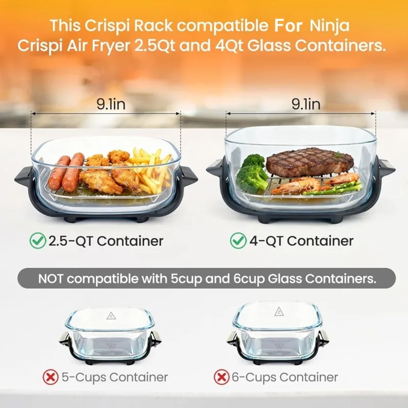 AT28-For Ninja Crispi Air Fryer FN101 2Pcs 304 Stainless Steel Rack Compatible