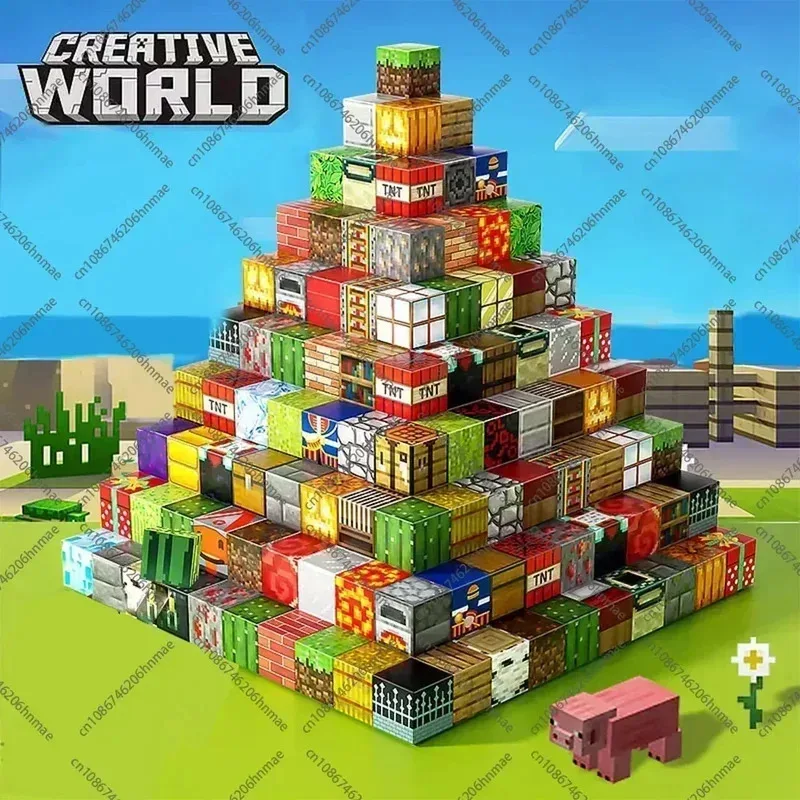 Bloques de construcción magnéticos Mine World, juego de cubos magnéticos para niño y niña de 3 años +, modelo DIY, vástago para niños, juguete para regalo sensorial