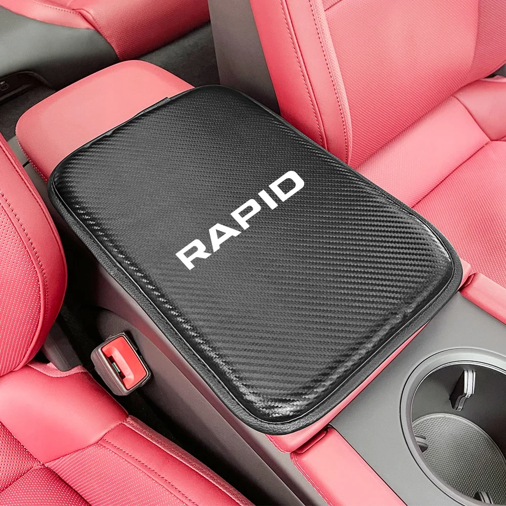 Car Leather Armrest Mat Pad Accessories For Skoda Rapid NH1 Spaceback NH2 Sedan NH3 Hatchback Sport Concept TSI TDI Monte Carlo