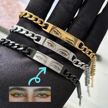 Atacado personalizado olho pulseira desenho pulseira foto personalizada imagem olho jóias casal gravado presentes