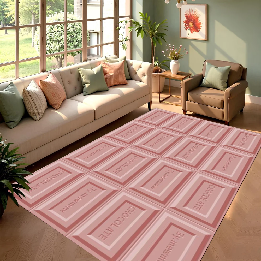 Chocolate Fun Printed Carpet Milk Strawberry Mint Chocolate Decorative Floor Mat Living Room Bedroom Decoration Entrance Rug