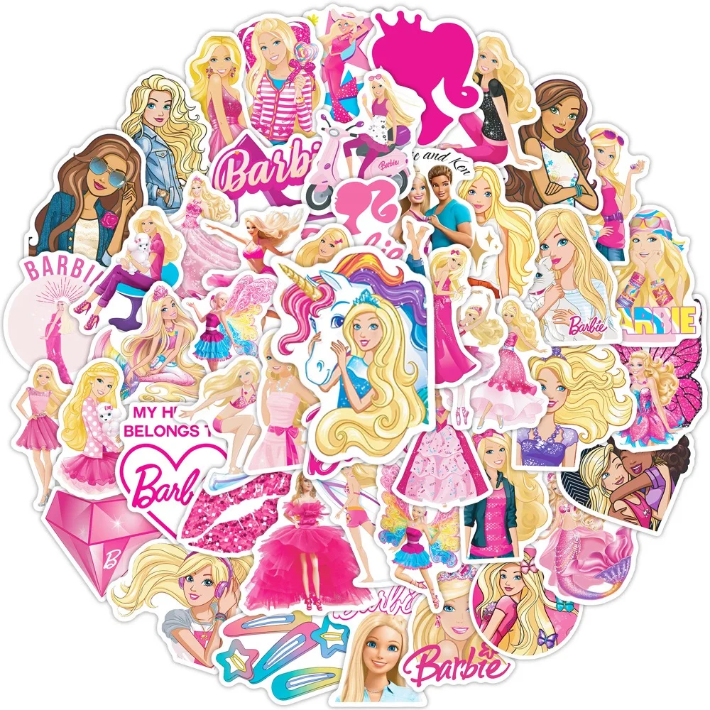 10/50pcs Cartoon Anime Barbie Princess Stickers for Scrapbooking Kawaii Decal Kids Notebook Bike Aesthetic Graffiti Sticker Toy