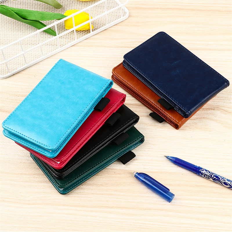 Leather Mini Pocket Notebook Multifunction A7 Planner Daily Memos Note Book Refills Work Notepad Business Office Supplies