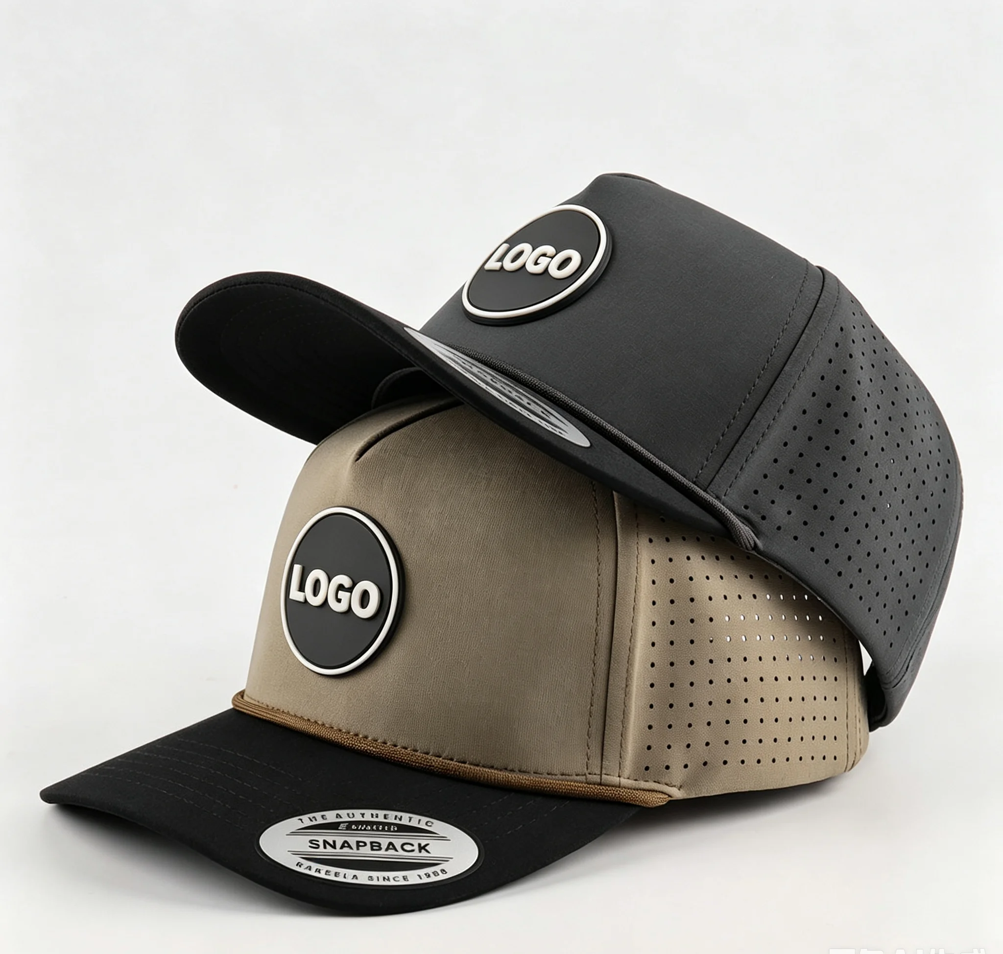 Unisex Sports Golf Cap 100% Polyester Waterproof Perforated with PVC Patch OEM Custom BSCI Factory Direct Supply