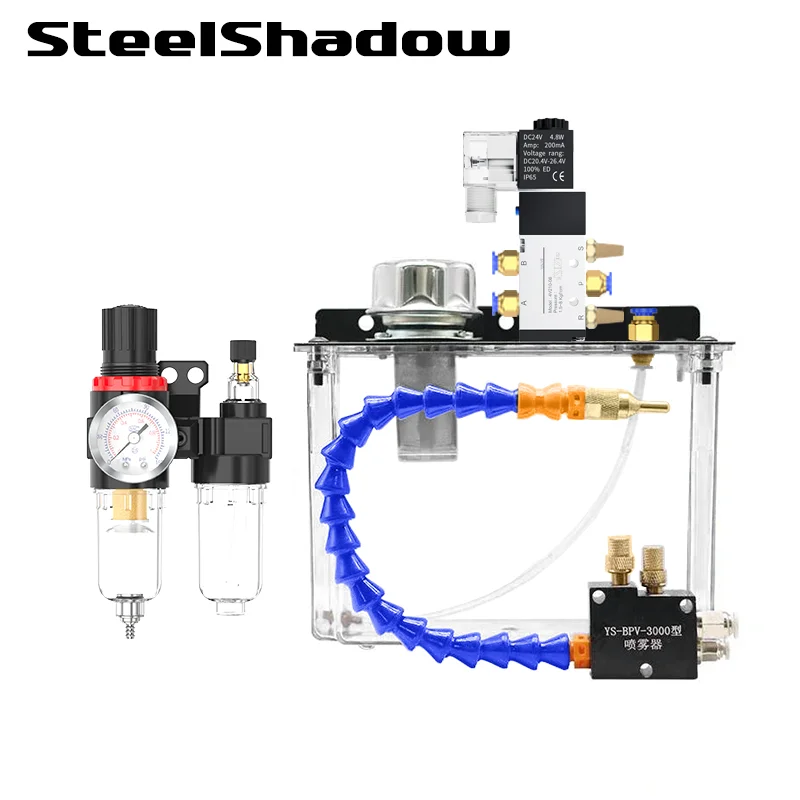 CNC Machine Tool Pneumatic Sprayer Water Pipe Oil Pump Lubrication System Low Pressure Water Spray Transparent 3L or 6L Oil Tank