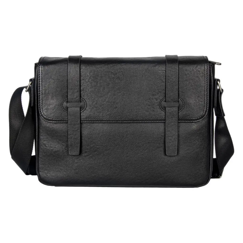 Bolsa de ombro masculina de couro vintage com grande capacidade