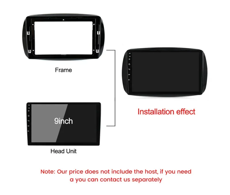 2din 9 inch Car Radio Frame For Mercedes Benz Smart Fortow 2015-2018 car panel Trim Kit Automotive Stereo Dash Fascia