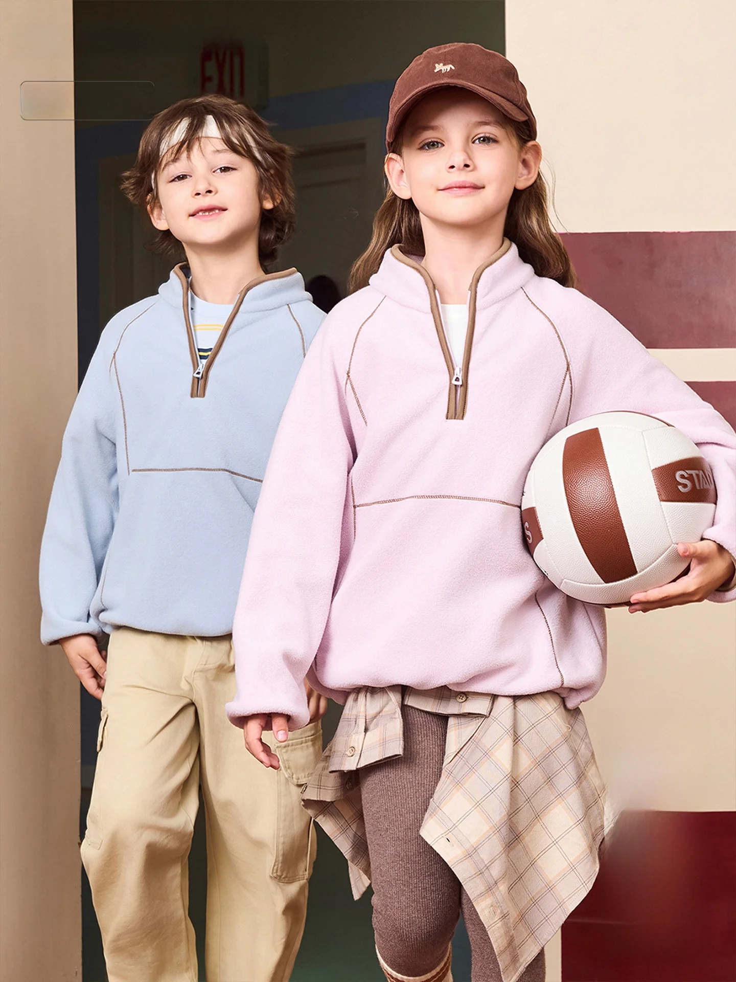 sweat-shirt-a-capuche-antistatique-marc-pour-enfants-col-zippe-en-polaire-pour-garcons-et-filles-vetements-d'automne-coupe-ample-manches-longues-polyester