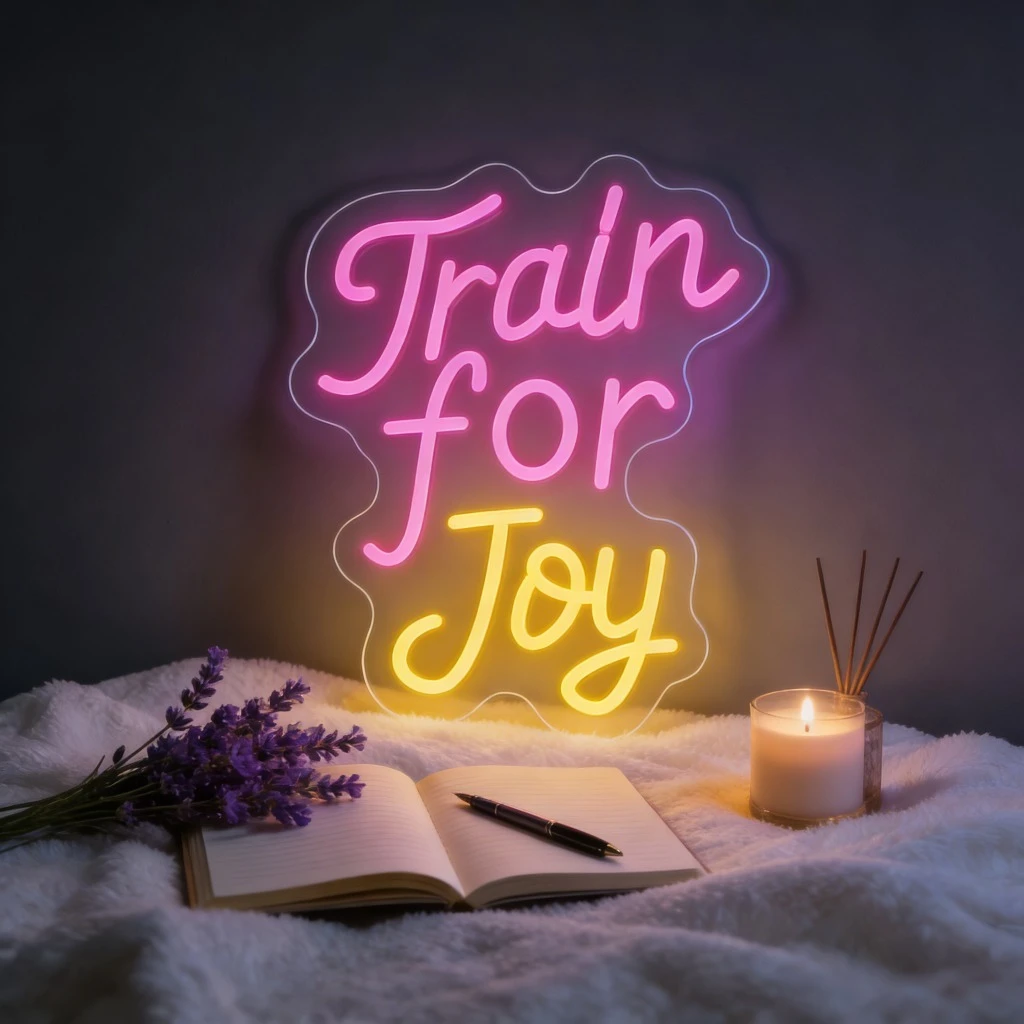 

Неоновая вывеска «Train for Joy» с USB-питанием, регулируемая по яркости, светодиодная неоновая вывеска для декора стен в спальне, игровой комнате, гостиной, подарки на день рождения ﻿