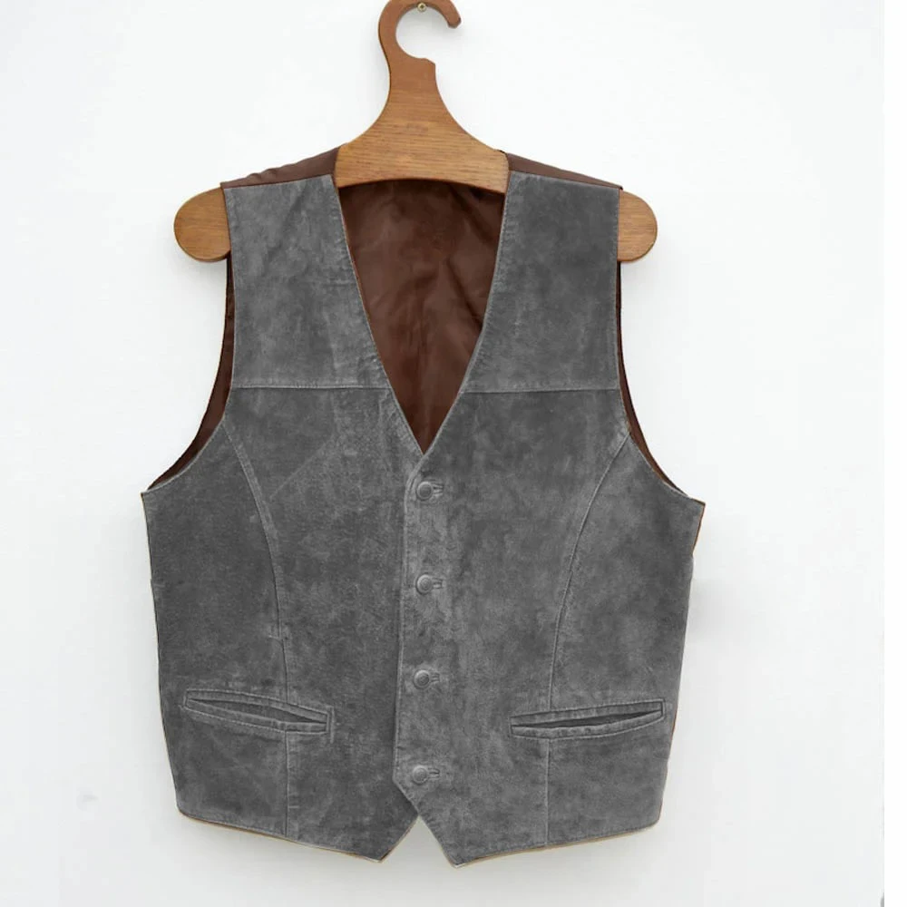 

Formal Men's Suede Vest Man Jackets Casual Cufflinks V-Neck Single Breasted Male Clothes Steampunk Elegant Suits Vests Suit