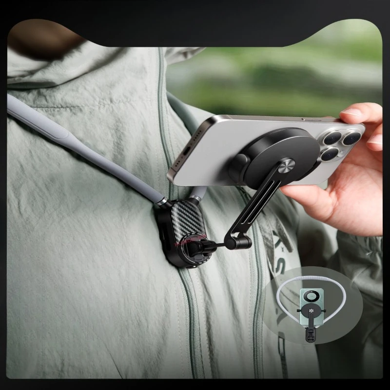 Mobile phone neck bracket Magnetic first-person viewing angle Action camera shooting bracket