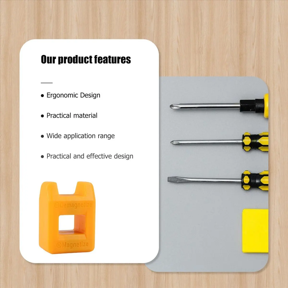 HITL Screwdriver Magnetizer Degaussing Demagnetizer Magnetic Practical Pick Up Tool Color:Yellow