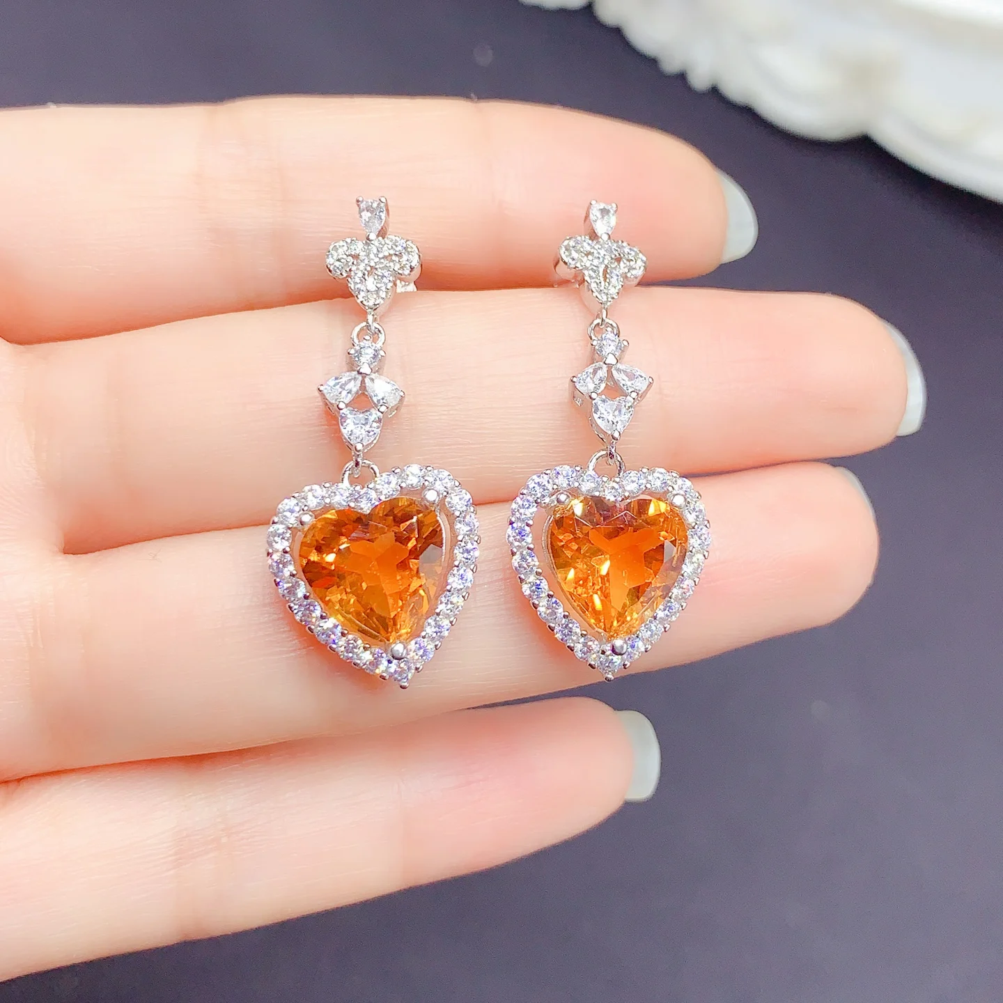 

Elegant Citrine Stud Earrings 925 Sterling Silver Yellow Stone Jewelry for Women OEM Acceptable Wholesale