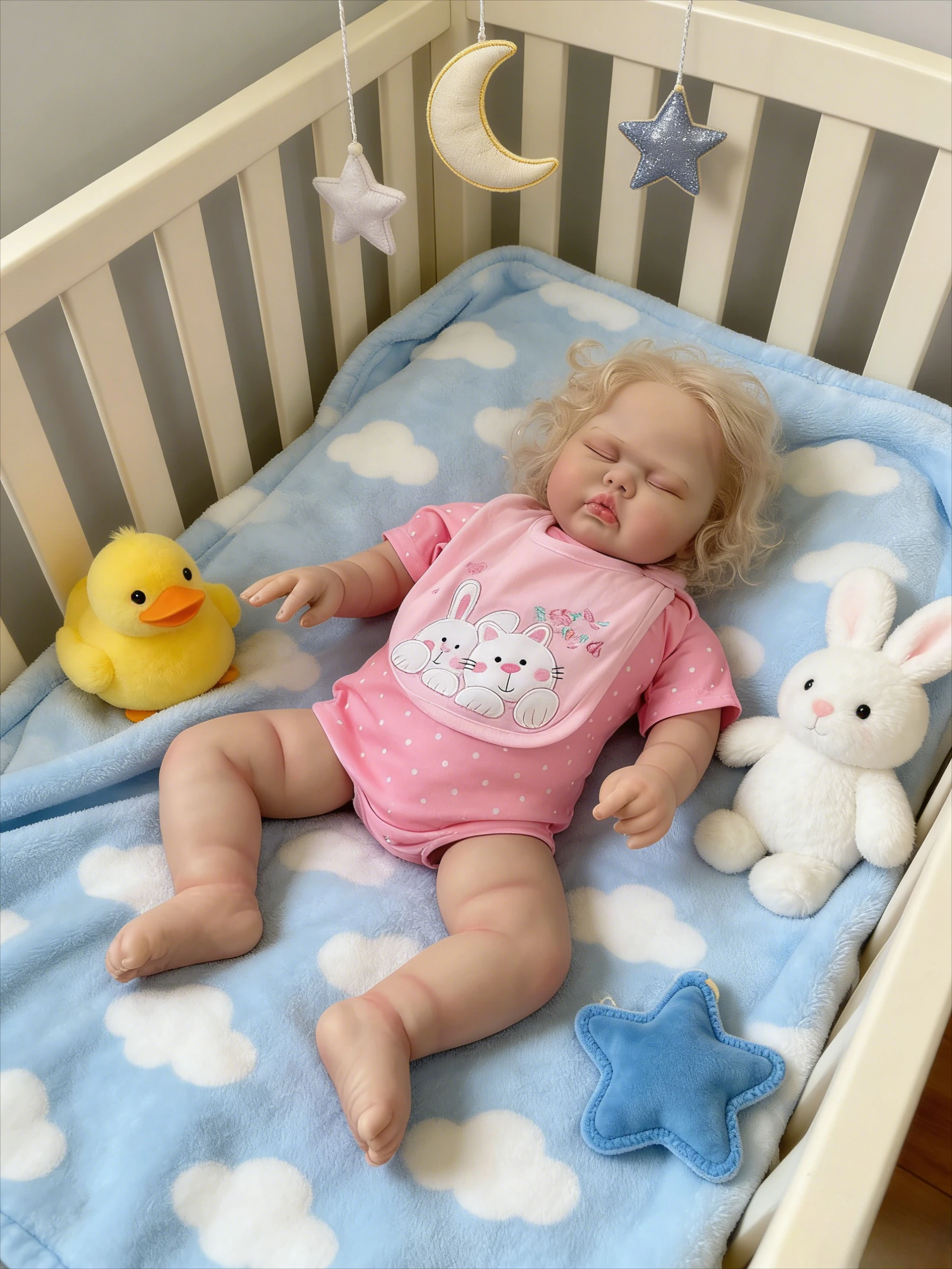 

60CM Pickle Reborn Toddler Doll Soft Cloth Body, Hand Rooted Hair, Lifelike Cuddly Baby Girl Doll