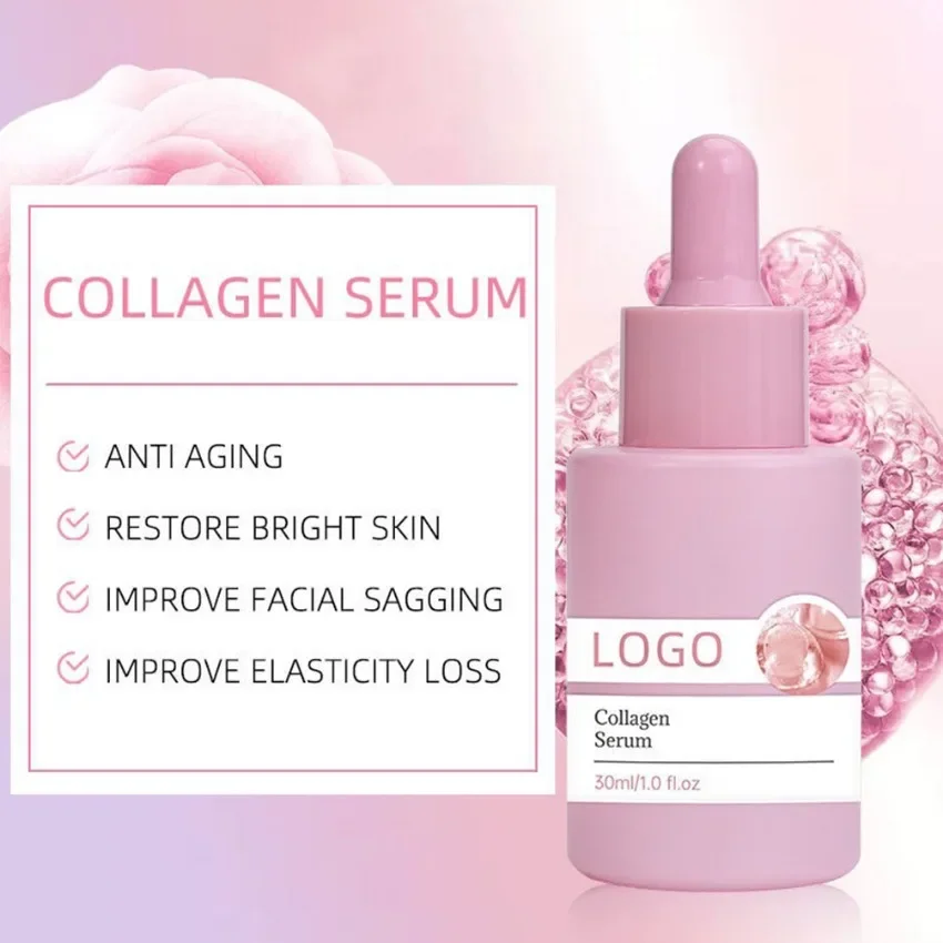 Private Label Collagen Hyaluronic Acid Essence Custom Logo Anti Aging Facial Sangging Brighten Make Up Wholesale Cruelty Free