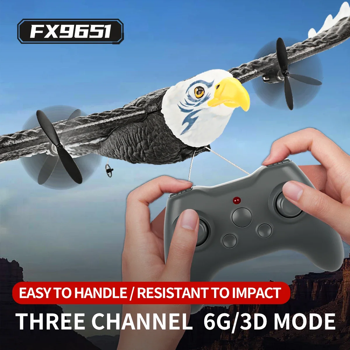 3CH Eagle RC Plane FX9651 Remote Control Airplane 578mm Wingspan 360° Rotate EPP Foam Aircraft Toys for Children Boys