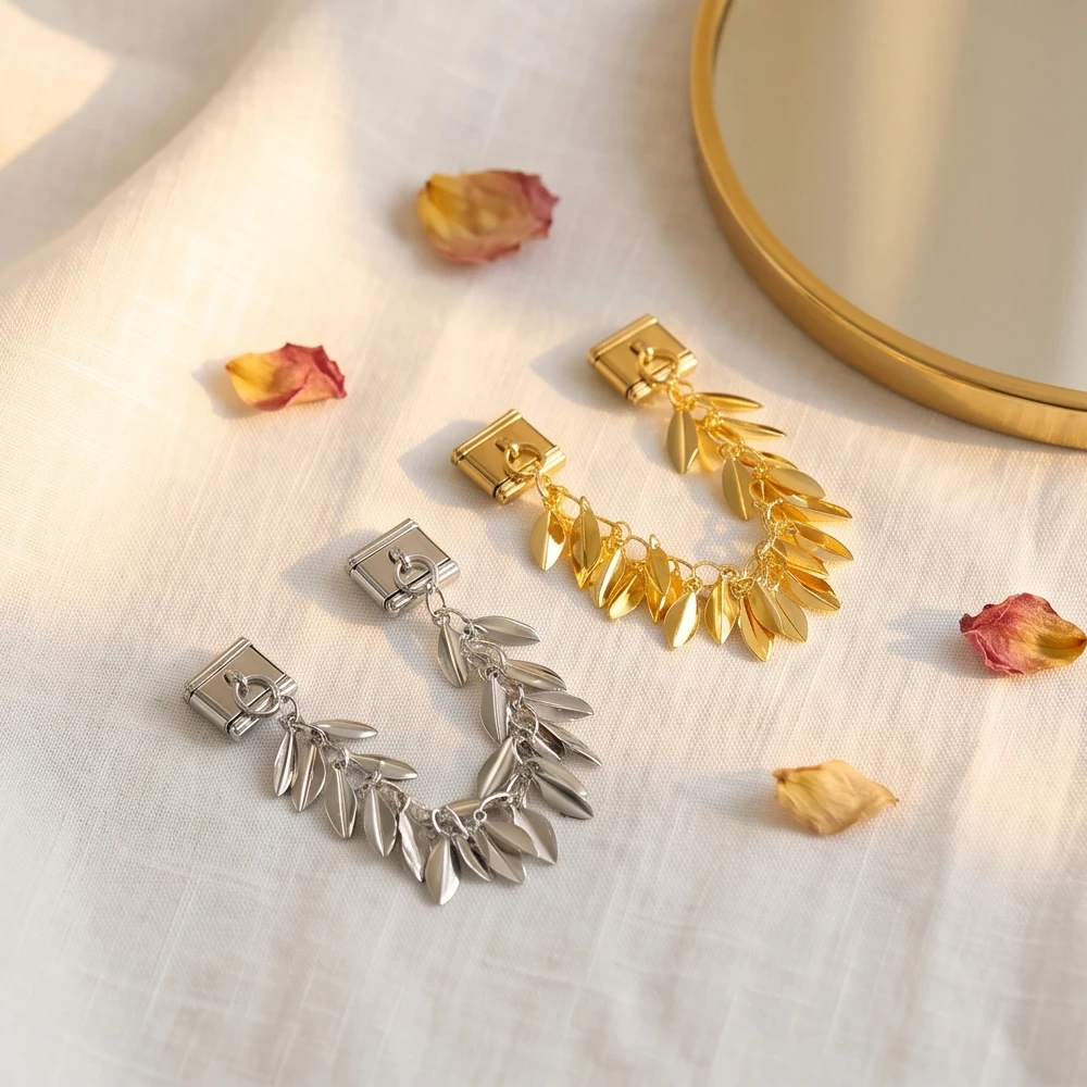 Wholesale Italian Charm Link Fit 9mm Stainless Steel Trendy Circular Star Leaf Blade Flow Su Double Hanging Bracelet DIY Jewelry