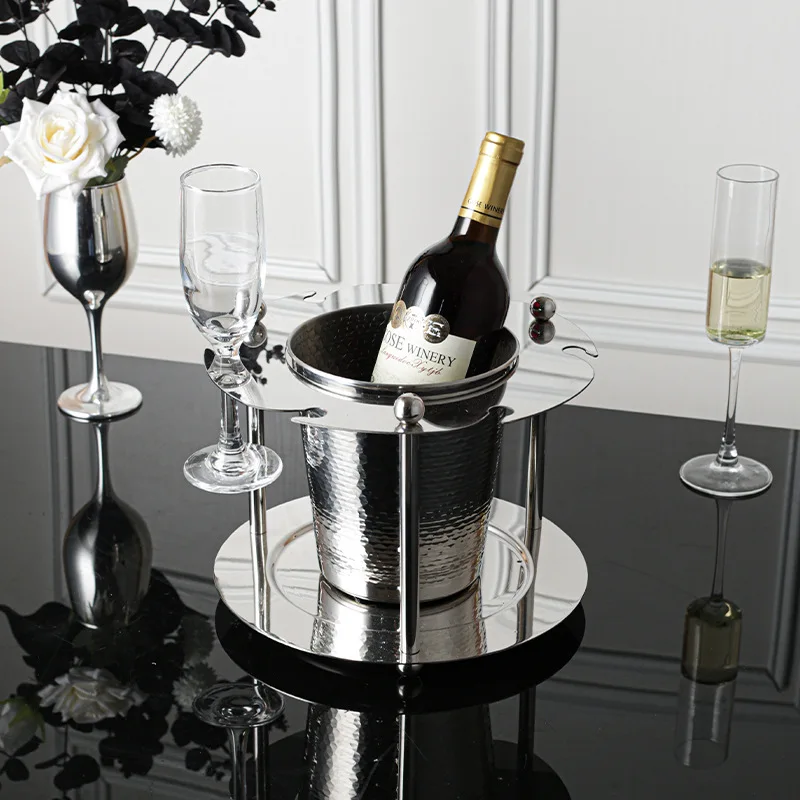 Stainless steel light luxury ice bucket integrated frame model room decoration ice bucket